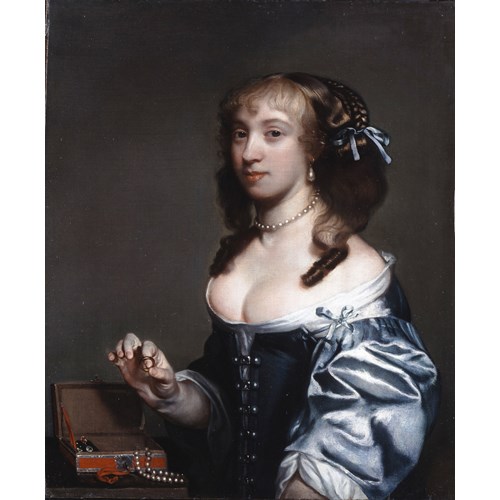A Young Woman with jewels and vanity box